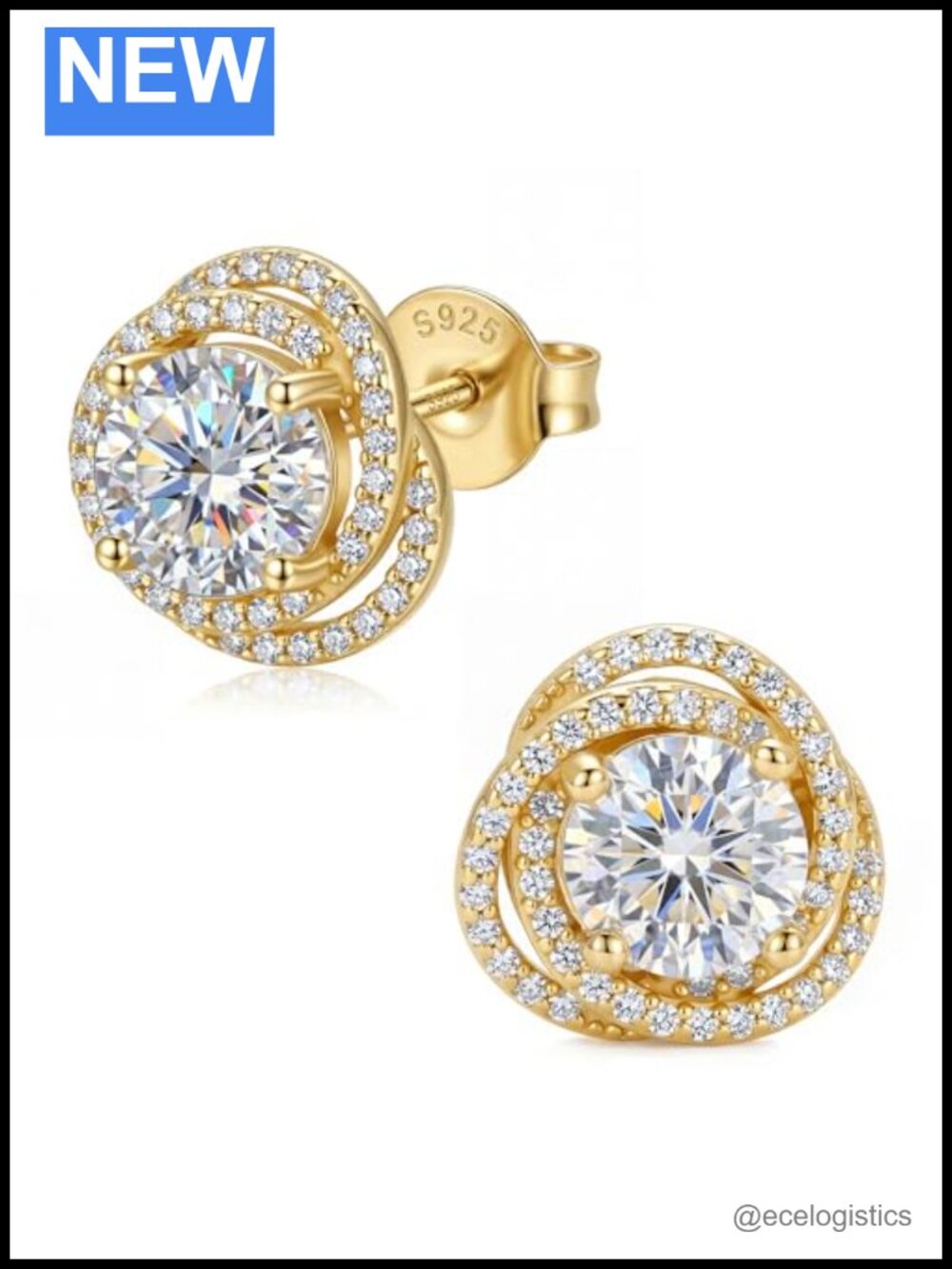 Moissanite Stud Earrings 925 Sterling Silver Lab Created Diamond Gifts